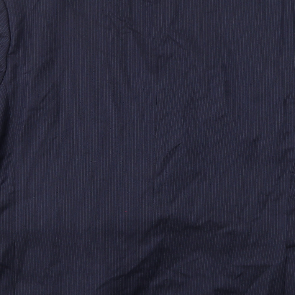 Greenwoods Mens Blue Striped Rayon Jacket Suit Jacket Size 44