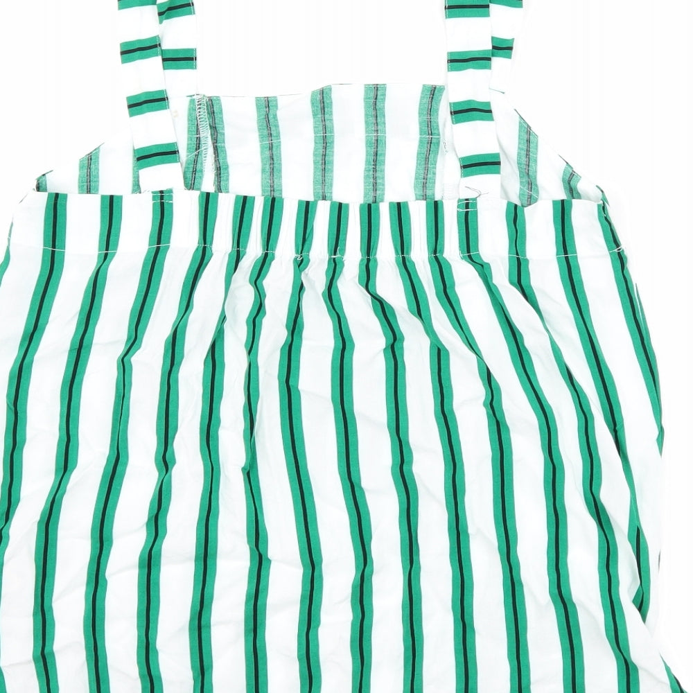 Papaya Womens Green Striped Basic Tank Size 10