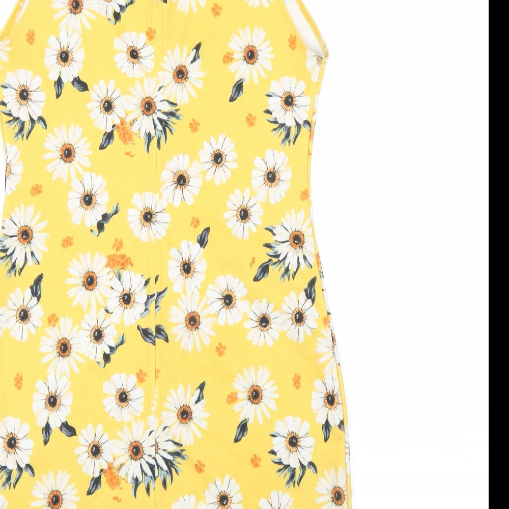 Preworn Womens Yellow Floral Bodycon
