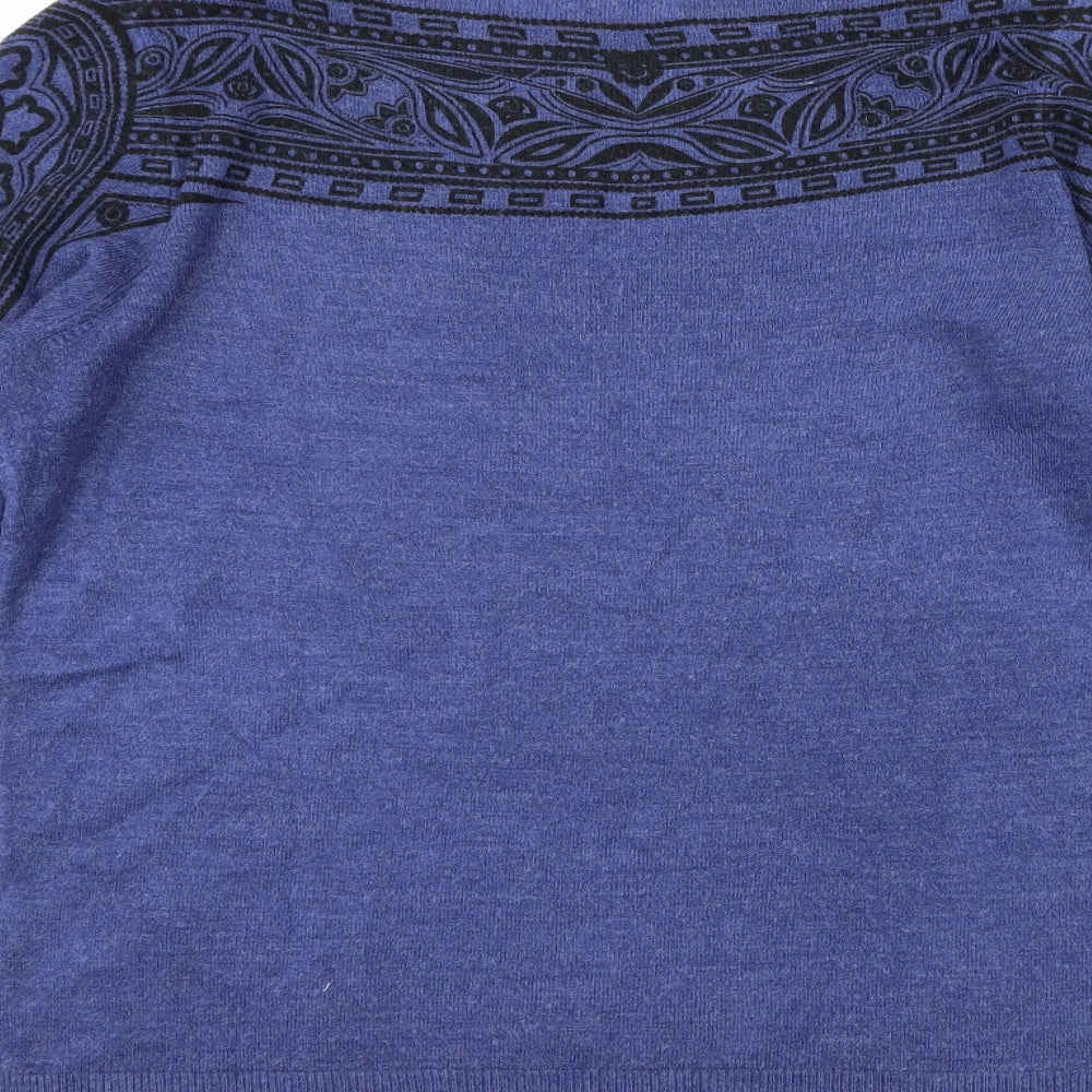 Marks & Spencer Womens Blue Geometric Pullover Jumper Size 10
