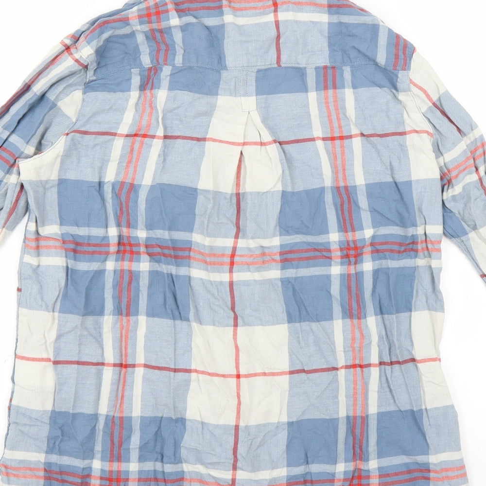 H&M Womens Blue Check Basic Button-Up Size 8
