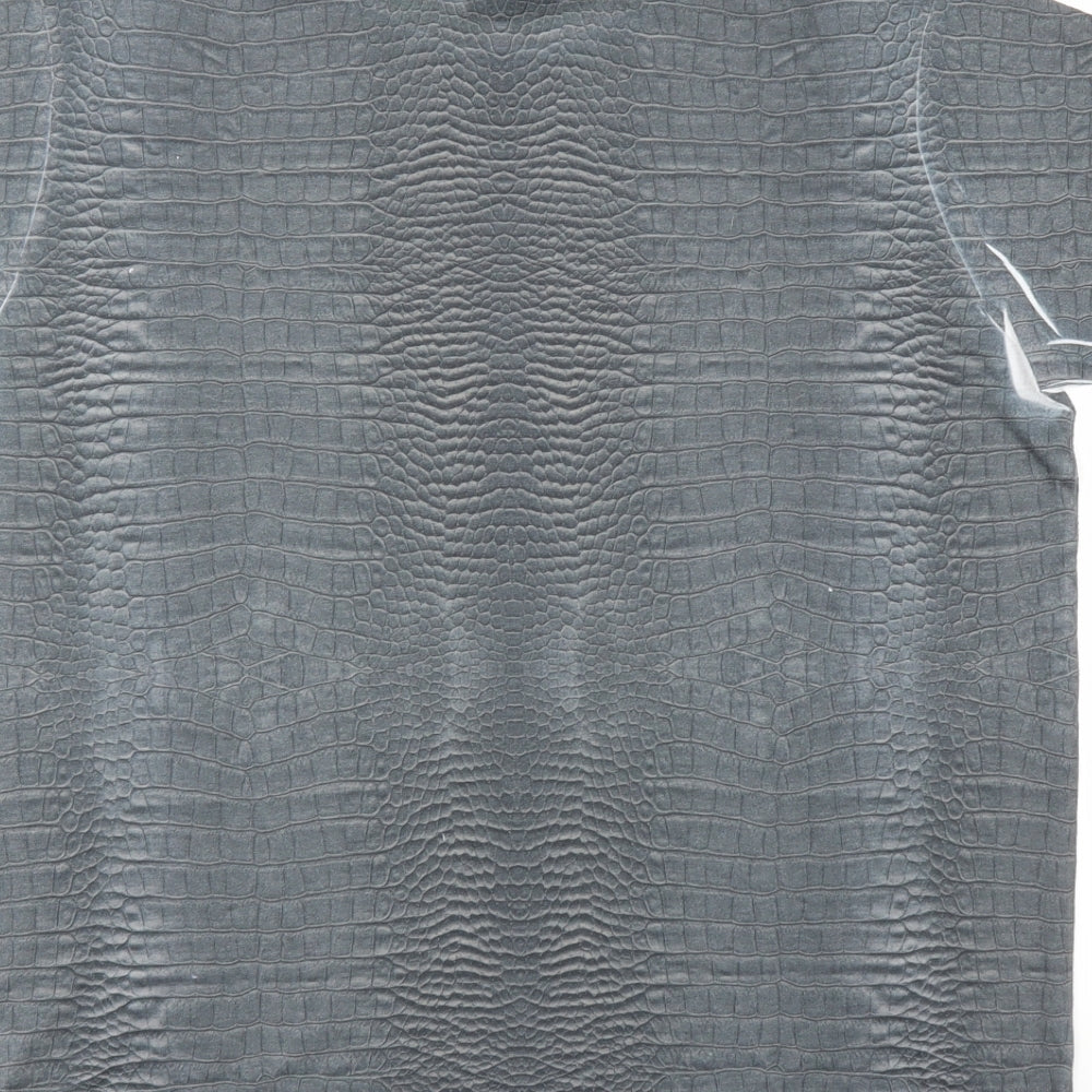 Preworn Womens Grey Animal Print Basic T-Shirt Size L