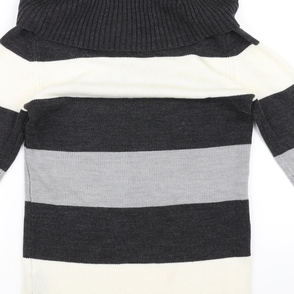 H&M Womens Black Striped Pullover Jumper Size 6
