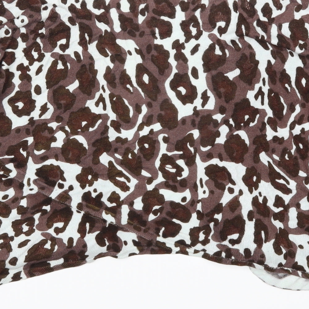 Preworn Womens Brown Animal Print Cardigan Jumper Size XL