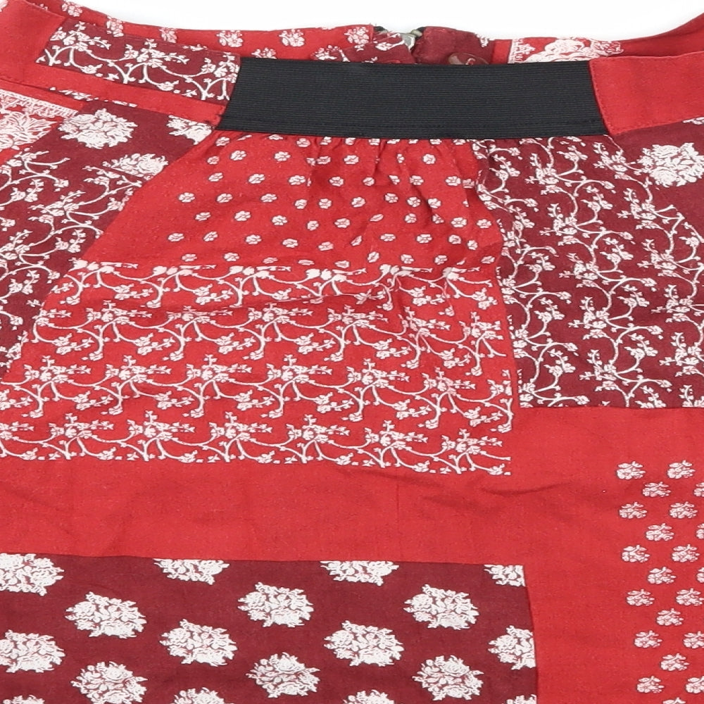 Cooperative Womens Red Floral Flare Skirt Size S
