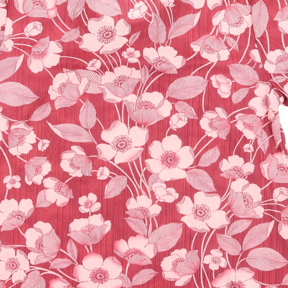 Fang hua Womens Pink Floral Basic Blouse Size XL
