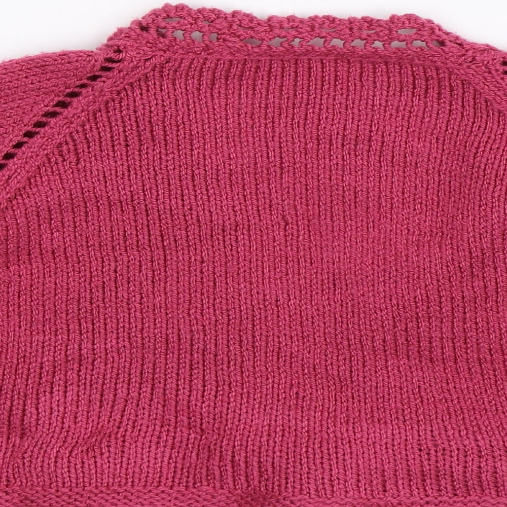Preworn Girls Pink Knit Cardigan Jumper Size S