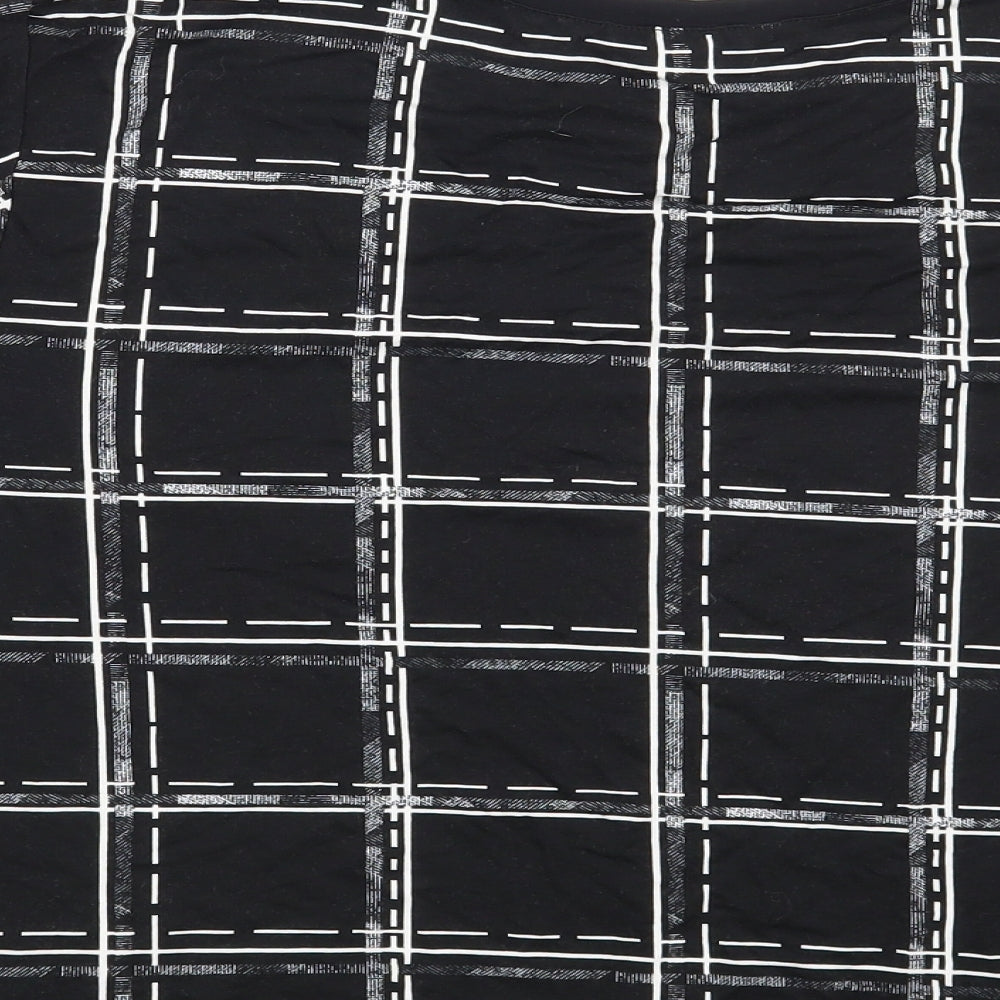 Select Womens Black Check Basic T-Shirt Size 16