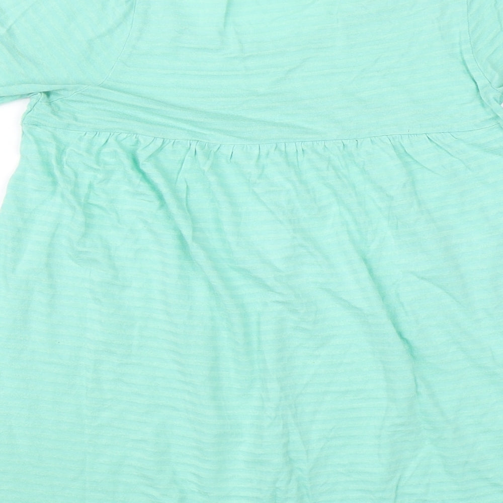 EA Womens Green Striped Basic T-Shirt Size 10