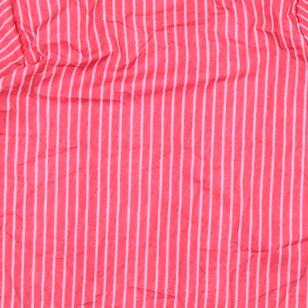 Preworn Womens Pink Striped Basic Blouse Size 2XL
