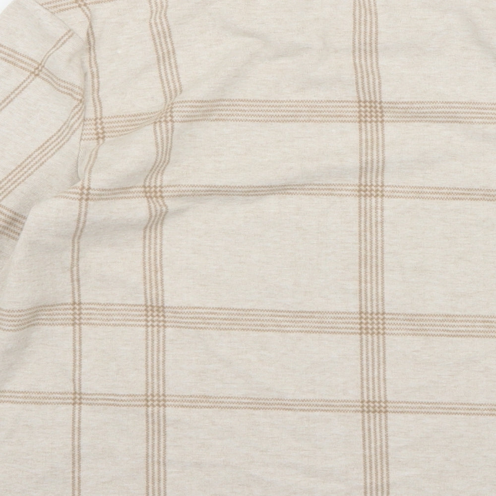Marks & Spencer Womens Beige Check Knit Pullover Jumper Size 10