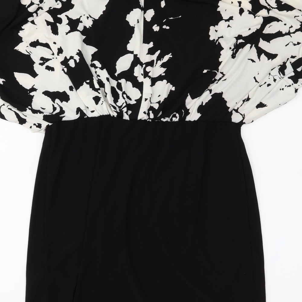 Scarlett Womens Black Floral A-Line Size 8