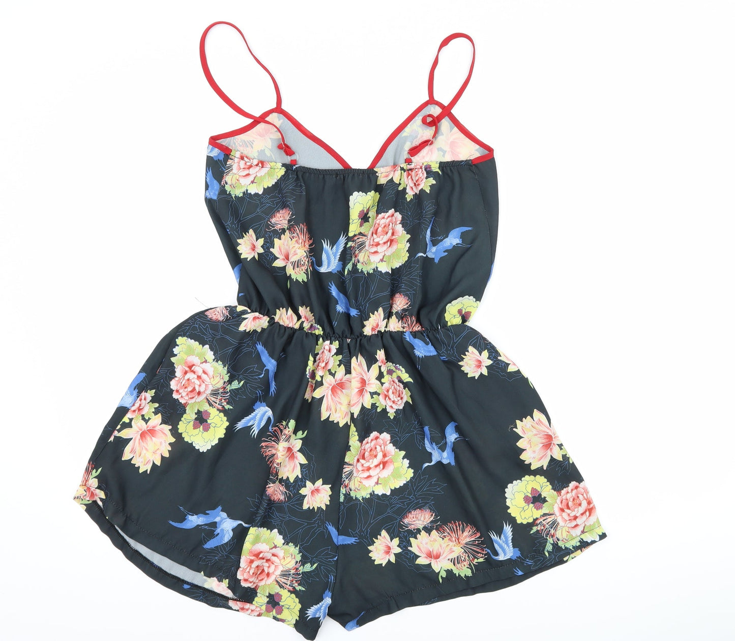Love Womens Black Floral Playsuit One-Piece Size S