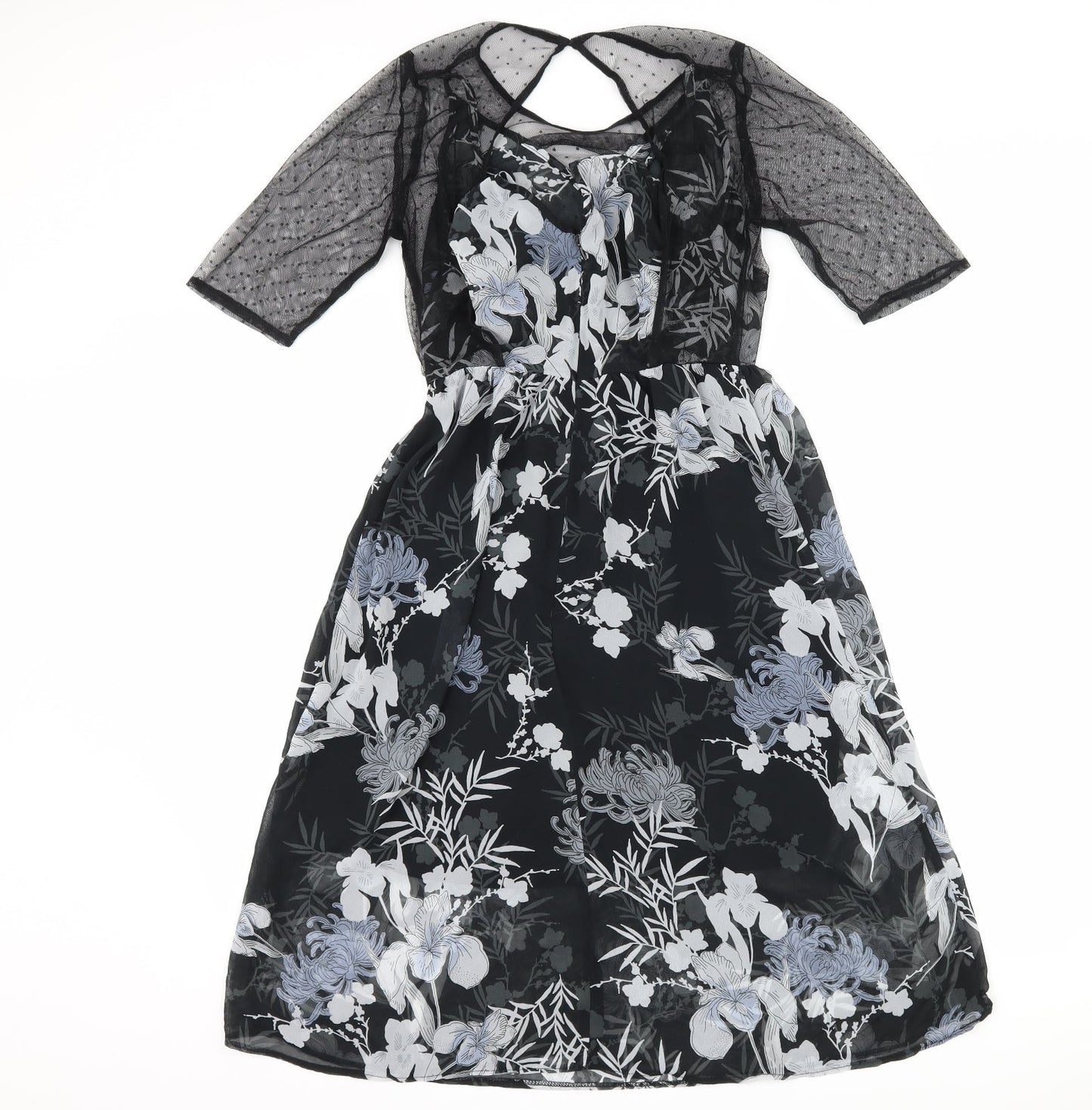 River Island Womens Black Floral Shift Size 8