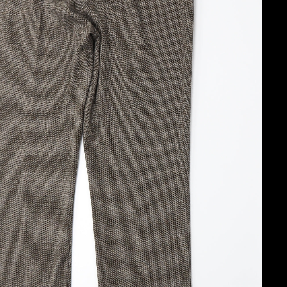 Bonmarché Womens Brown Herringbone Trousers Size 14 L27 in