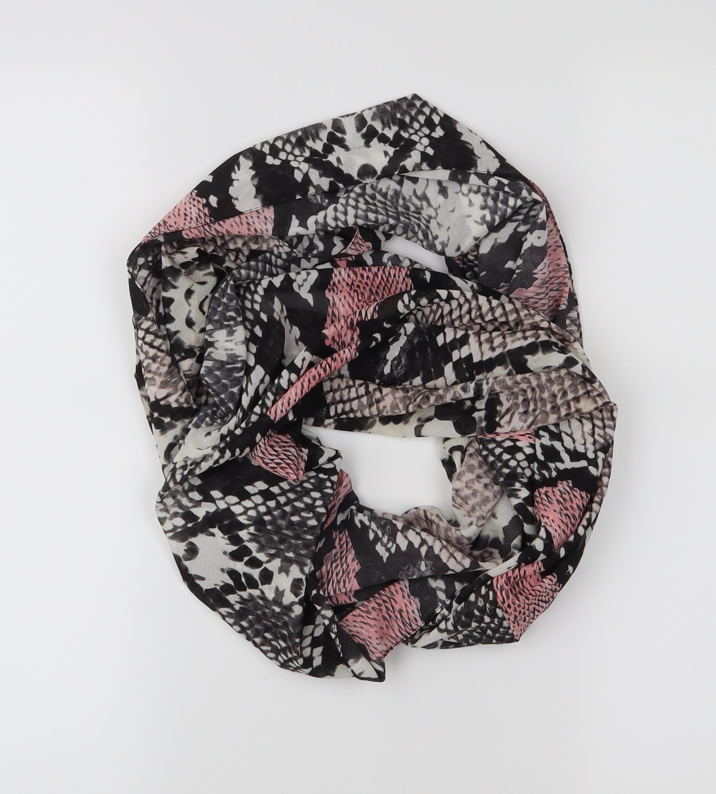 Preworn Womens Pink Animal Print Scarf - single loop