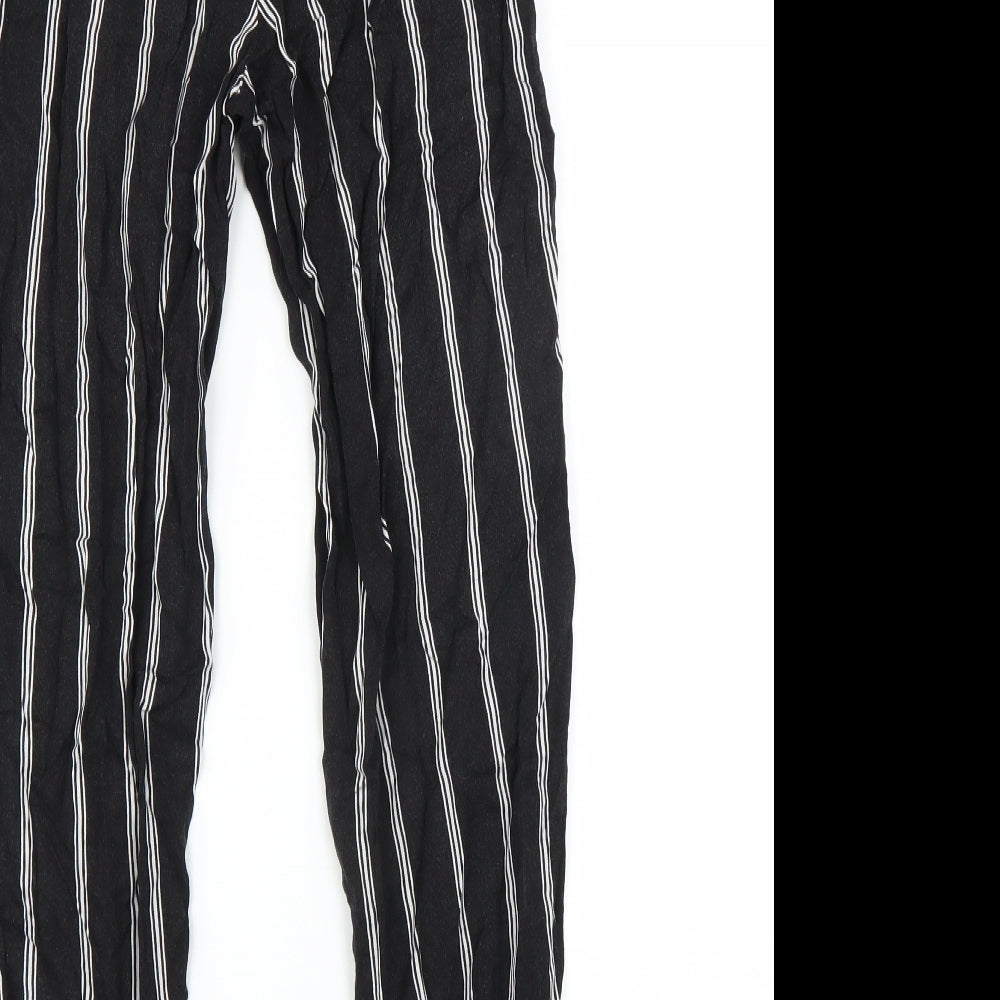 H&M Womens Black Striped Trousers Size 6 L25 in