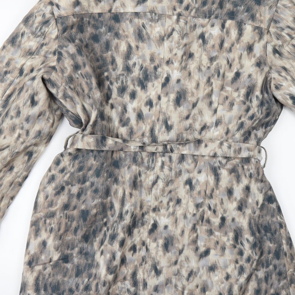 Preworn Womens Beige Animal Print Jacket Size 10