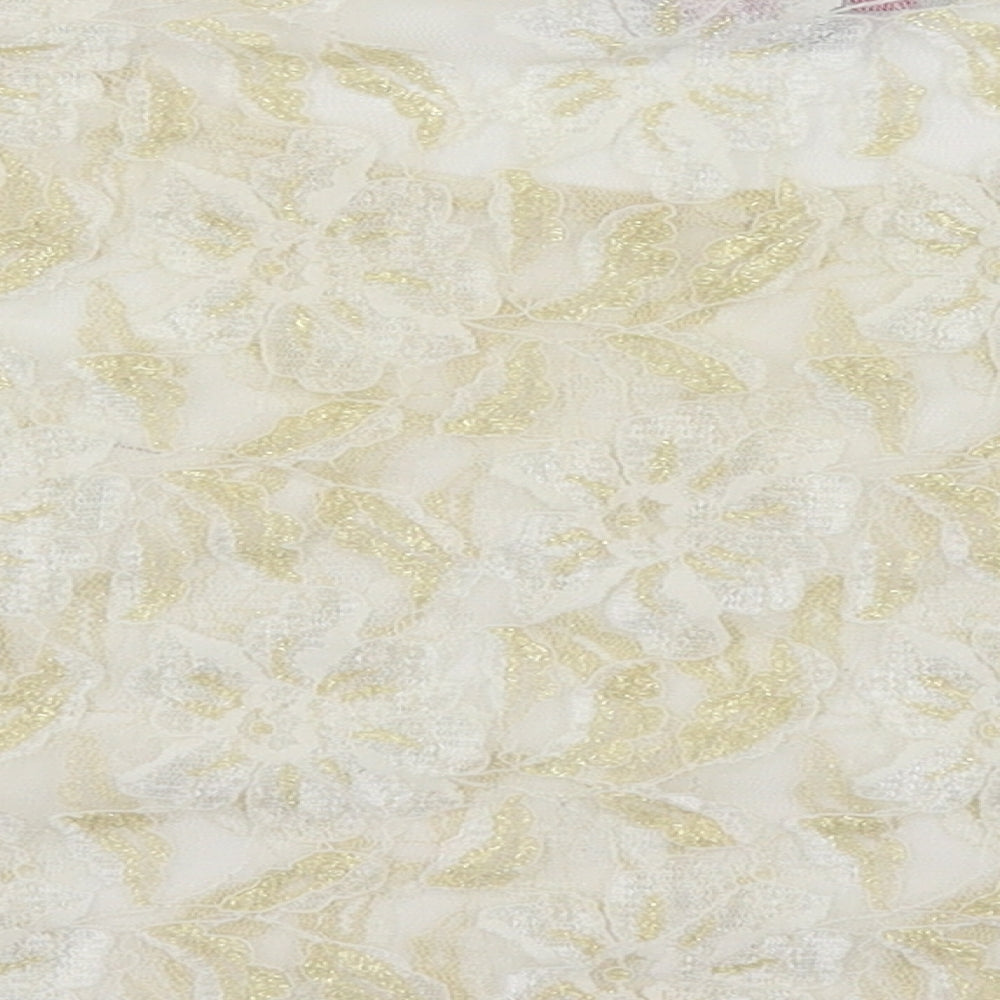 Be Beau Womens White Floral Basic Blouse Size 12