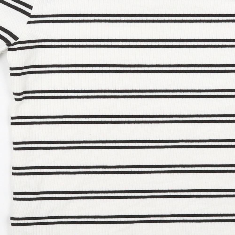 Preworn Womens White Striped Pullover Jumper Size 6