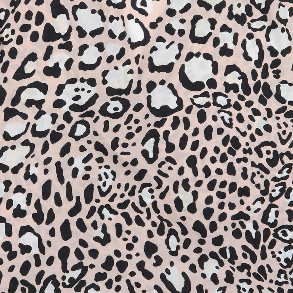 Topshop Womens Pink Animal Print Chiffon Basic Blouse Size 10