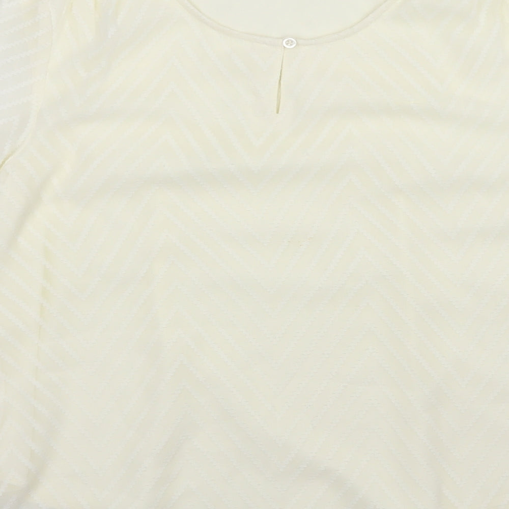 Damart Womens Ivory Striped Chiffon Basic Blouse Size 12