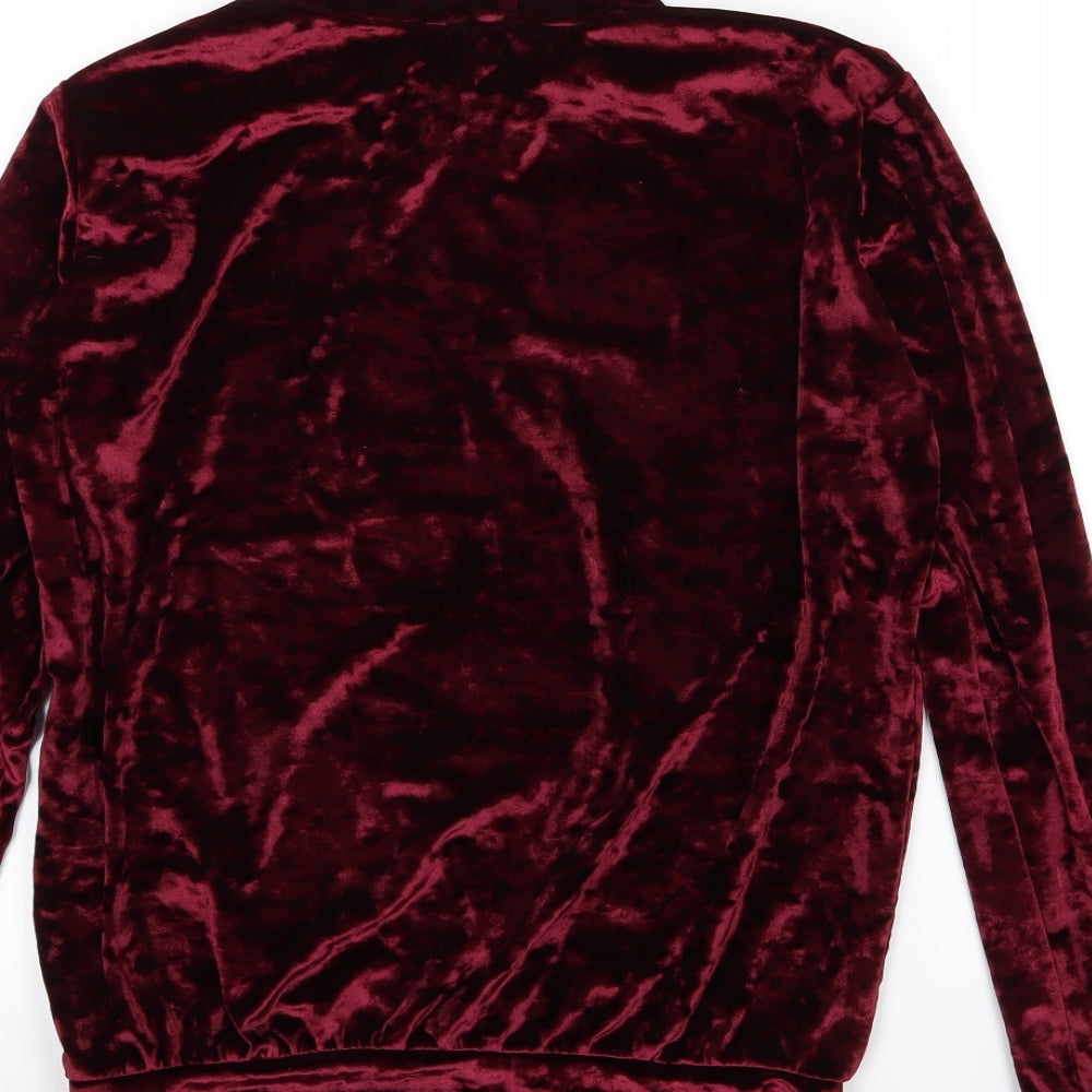 Signature Womens Purple Velour Pullover Sweatshirt Size M - Burgundy