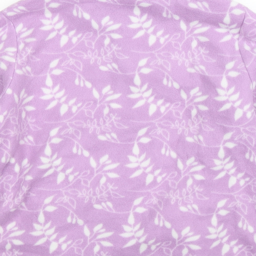 Anne De Lancay Womens Purple Floral Fleece Jacket Size 12
