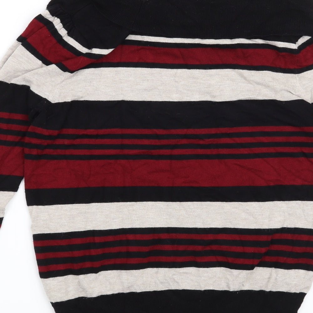 Marks and Spencer Womens Black Striped Pullover Jumper Size 10