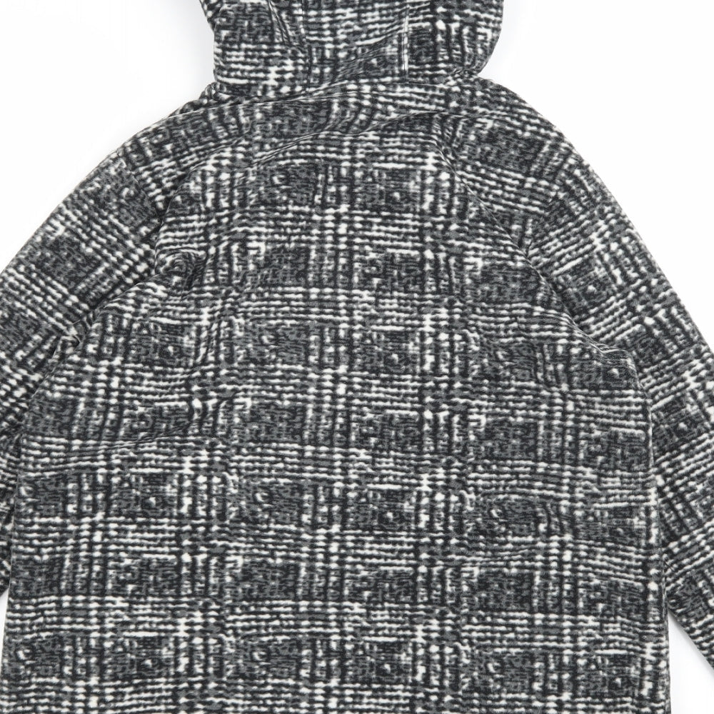 Brand and care label for Preworn women’s green check fleece full zip hoodie, size S