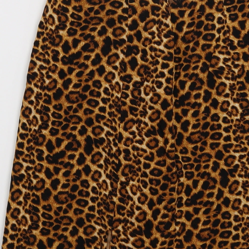 daisy strees Womens Brown Animal Print Pleated Skirt Size 6