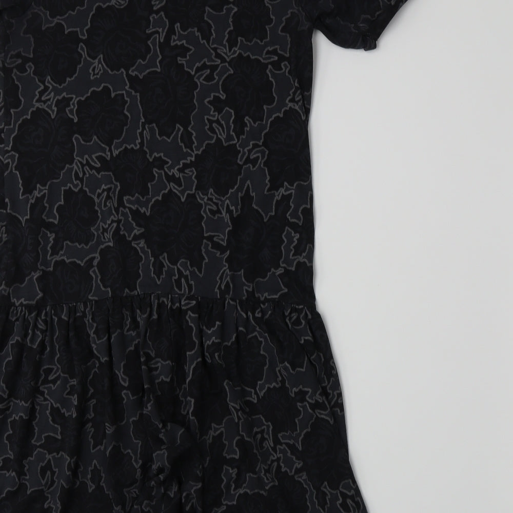 Topshop Womens Grey Floral Jersey A-Line Size 6