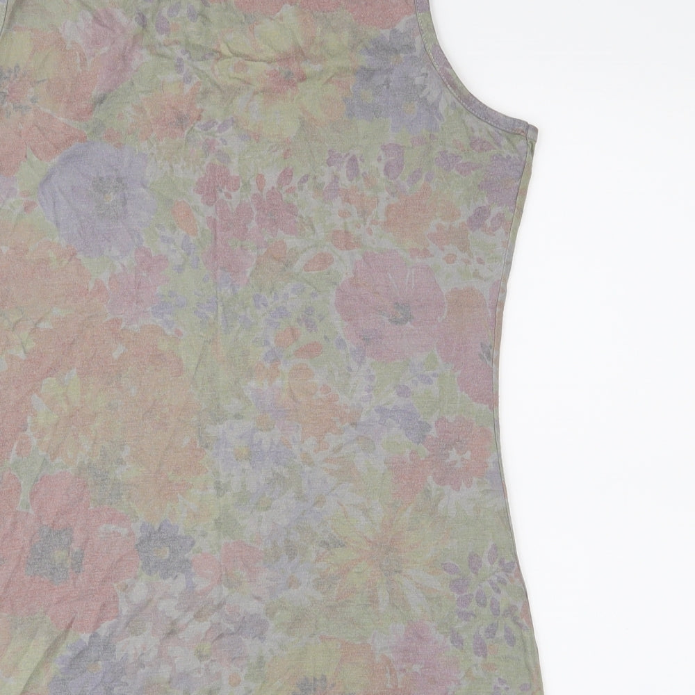 Preworn Womens Grey Floral Jersey Basic T-Shirt Size S