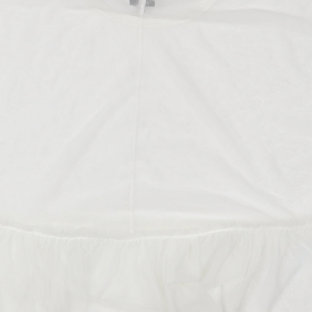 NEXT Womens White Mesh Basic Blouse Size 10