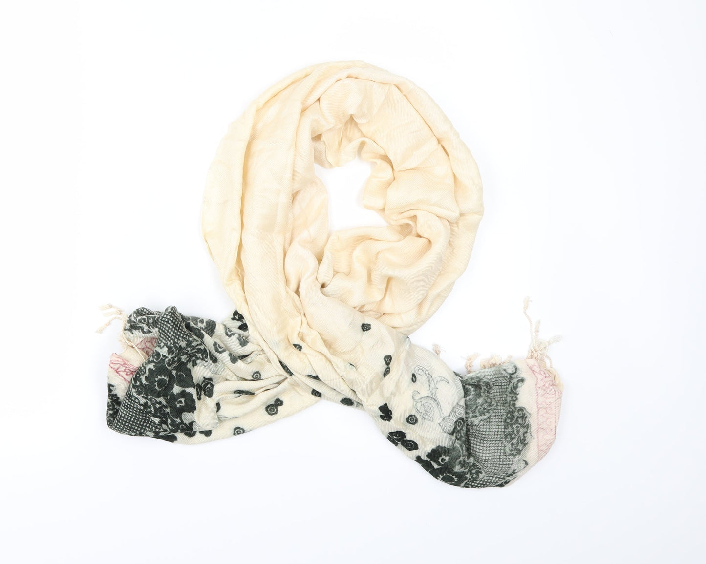 Preworn Womens Ivory Floral Scarf