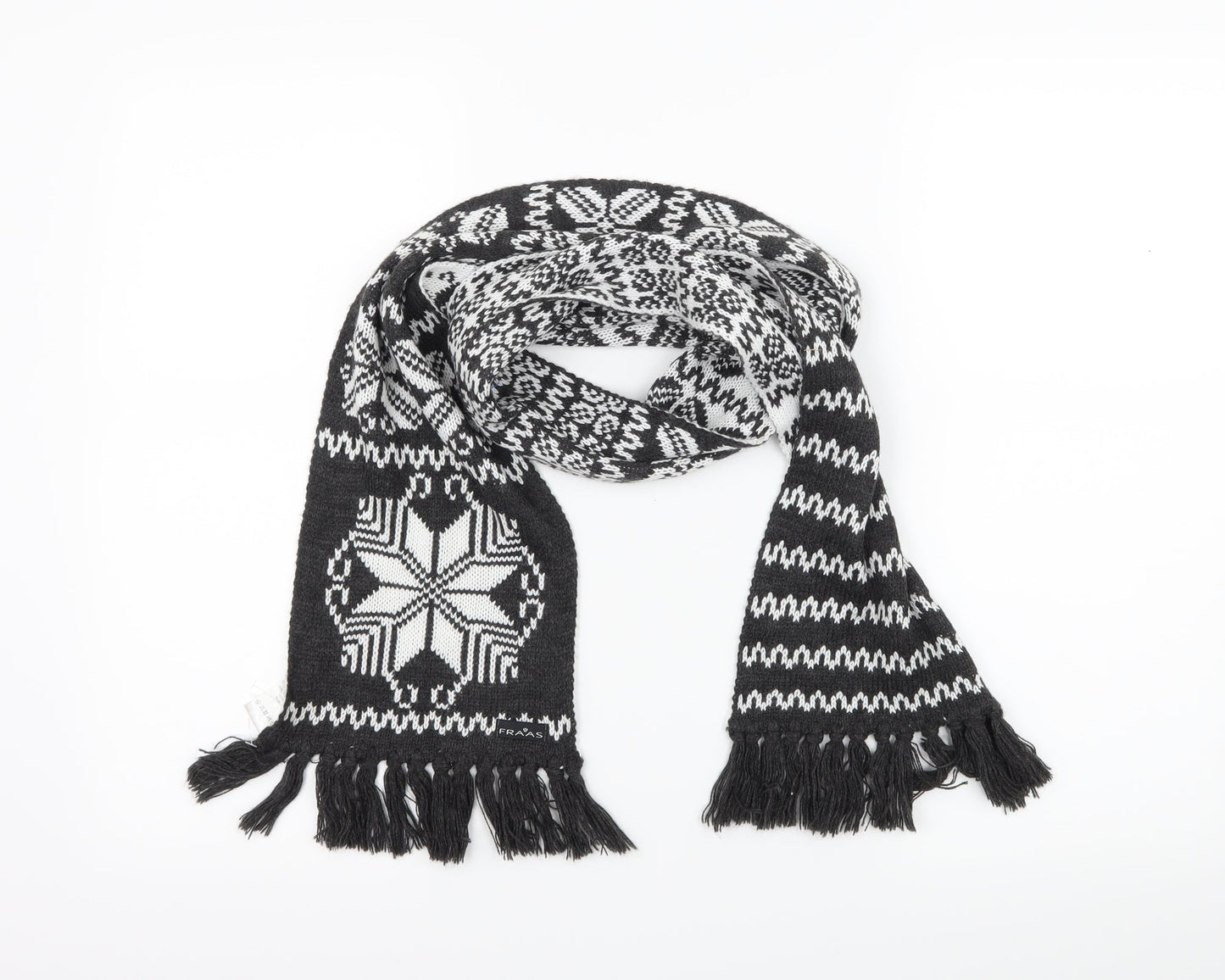 Fraas Womens Grey Geometric Knit Scarf