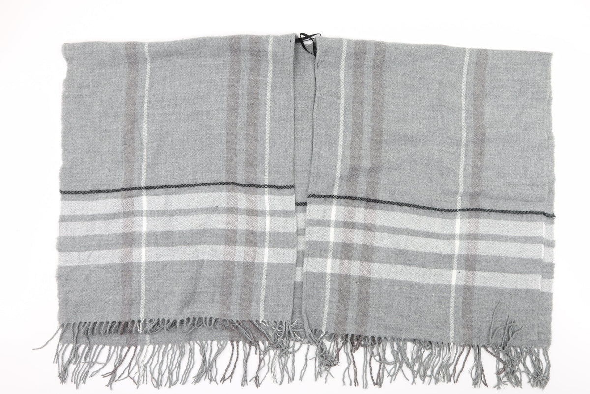 Preworn Womens Grey Striped Knit Shawl/Wrap