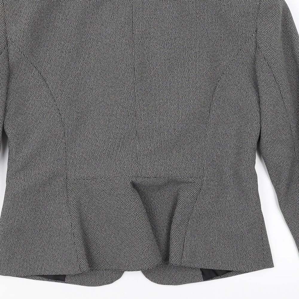Brand and care label for Atmosphere women’s grey jacket blazer, size UK 8