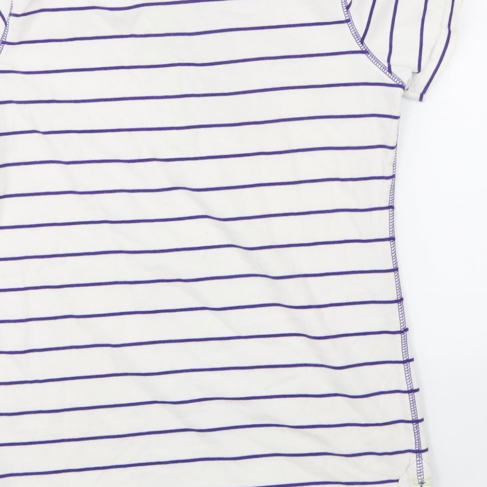 Marks and Spencer Womens White Striped Basic T-Shirt Size 10