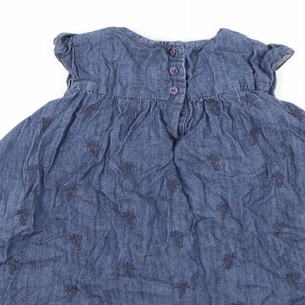 John Lewis Girls Blue Floral Denim A-Line Size 9-12 Months