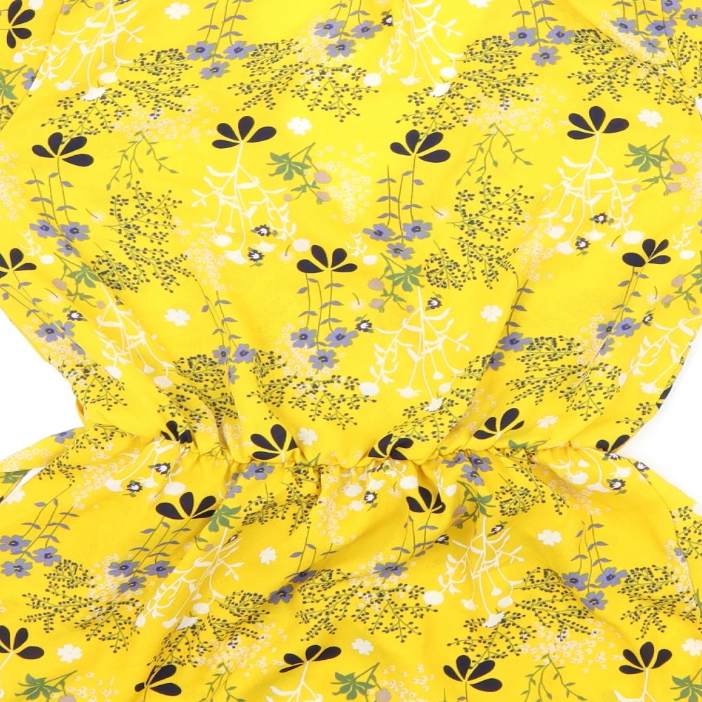 Sienna Sky Womens Yellow Floral Basic Blouse Size XS