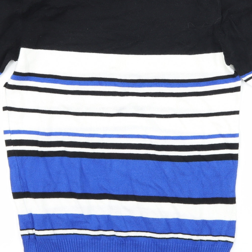 Peacocks Womens Blue Striped Basic T-Shirt Size 8