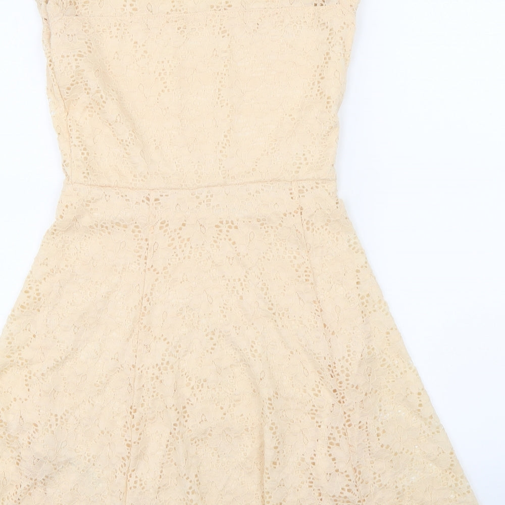 New Look Womens Beige Lace A-Line Size 8