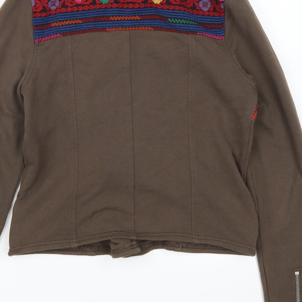 Ecole Womens Brown Geometric Jacket Size S