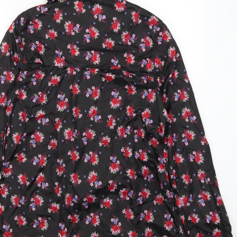 TU Womens Black Floral Anorak Coat Size S