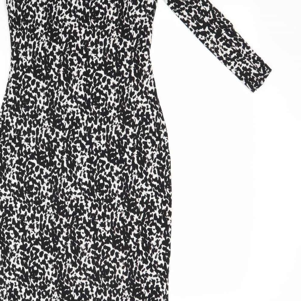 H&M Womens Black Animal Print Bodycon Size XS