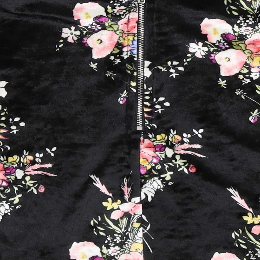 Preworn Womens Black Floral Mini Skirt Size 6