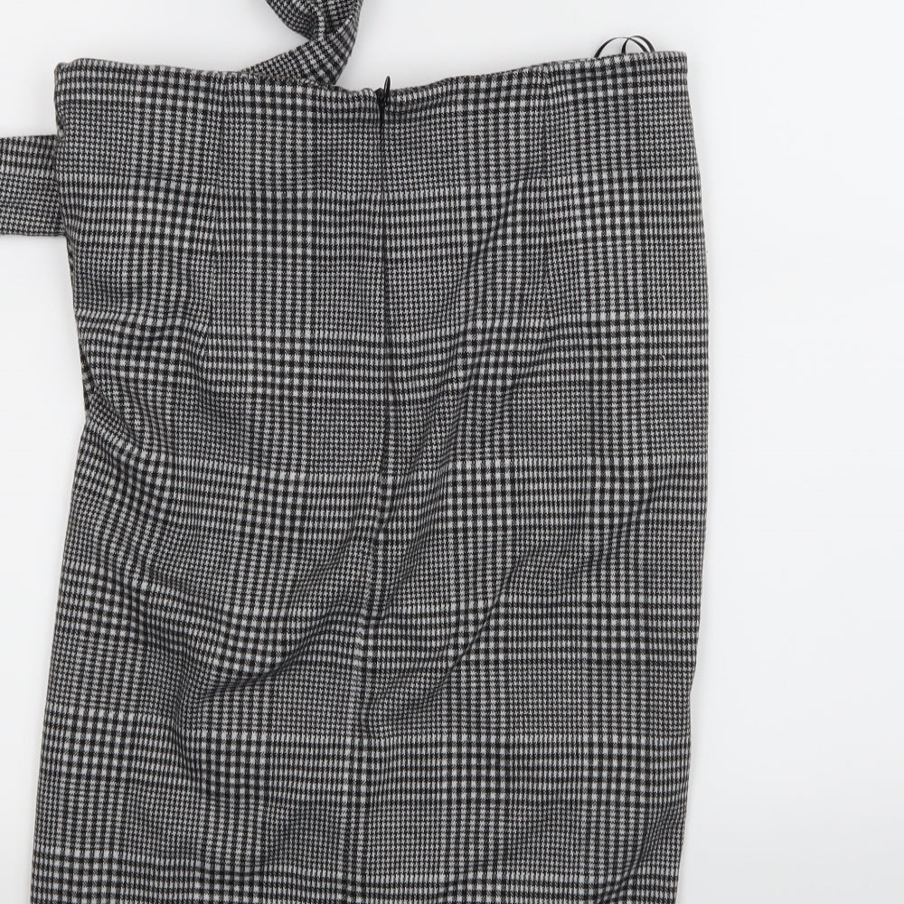 NEXT Womens Black Check Flare Skirt Size 14