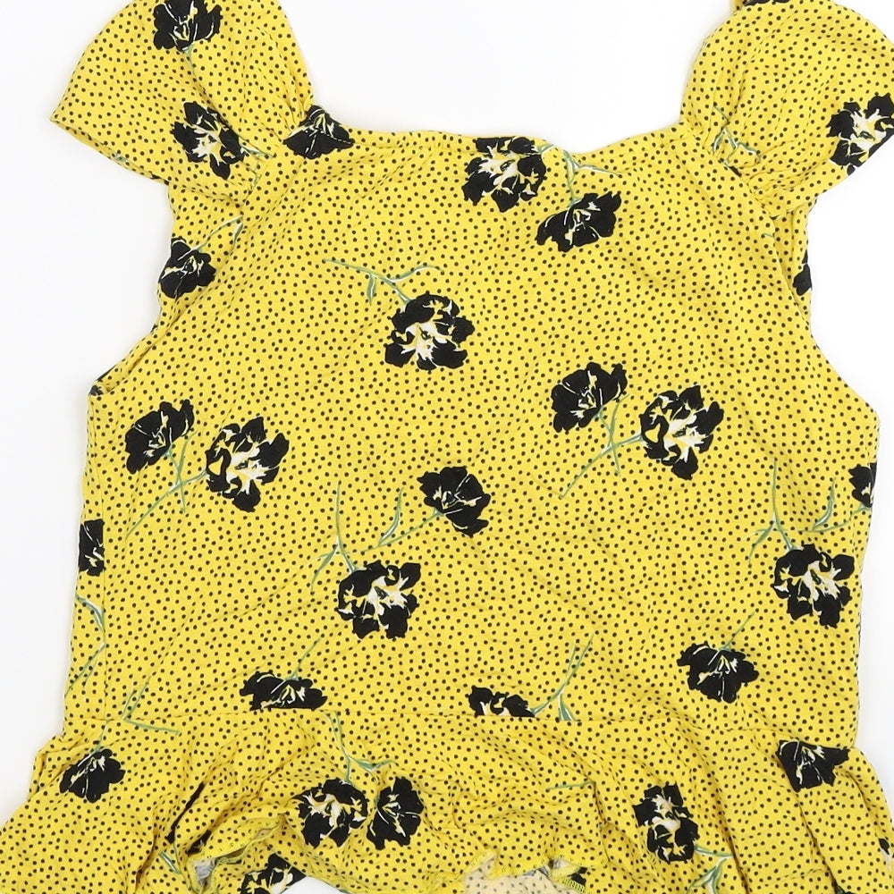 River Island Womens Yellow Floral Tunic Tank Size 10