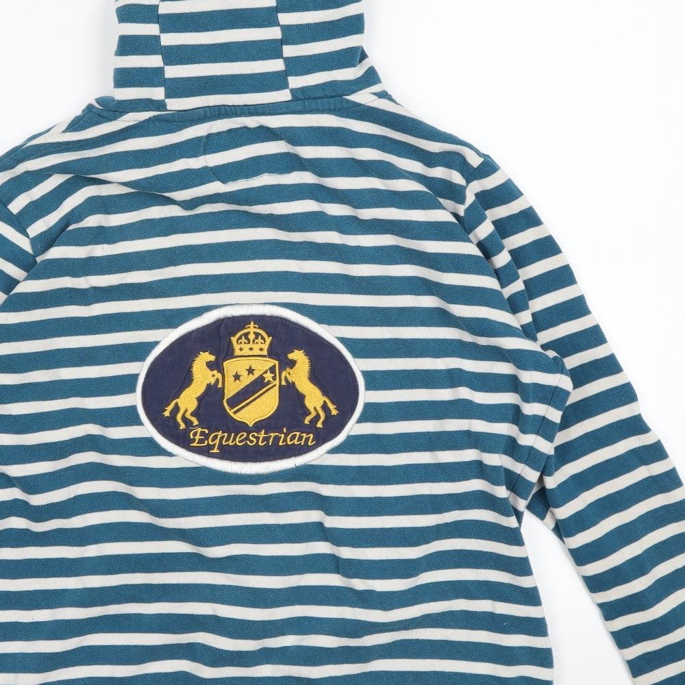 Equestrian Womens Blue Striped Full Zip Jumper Size 12